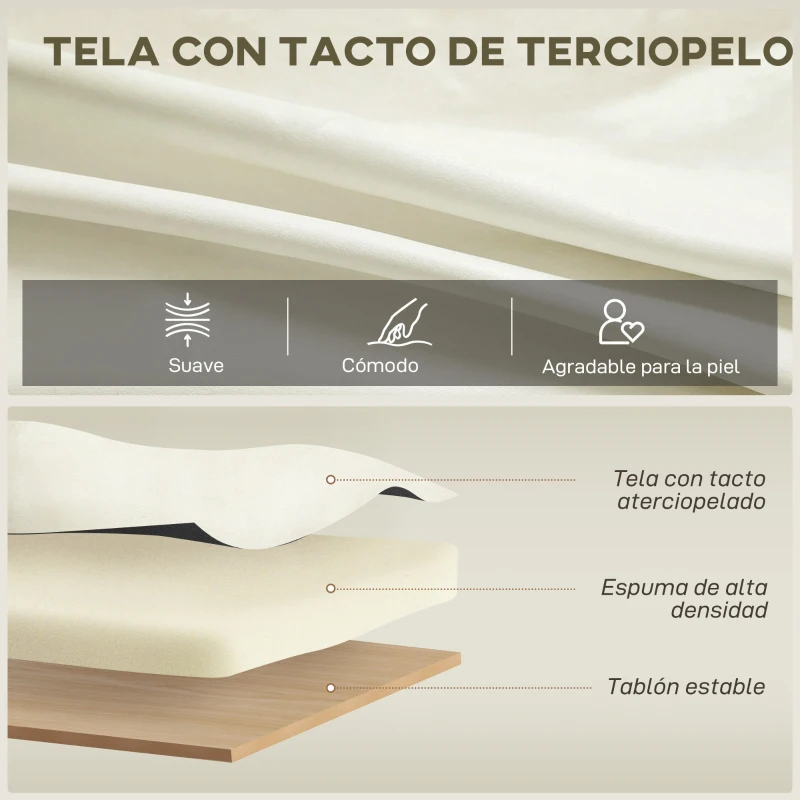 HOMCOM Butaca de Salón Tapizada en Terciopelo Acolchado Grueso Asiento Ancho Reposabrazos Almohadilla 81x77x81 cm Crema
