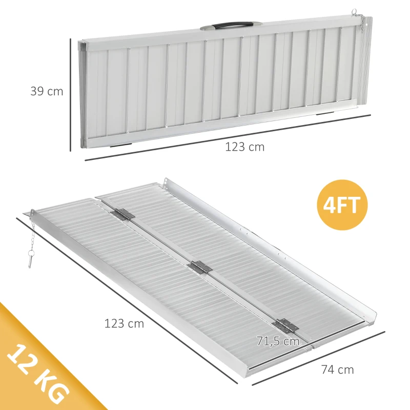 HOMCOM Rampa de carga rampa de acceso para silla de ruedas plegable antideslizante capacidad de carga 270 kg