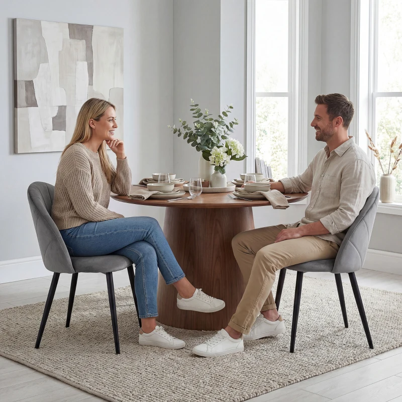 HOMCOM Eetkamerstoelen set van 2 keukenstoel bureaustoel met rugleuning fluweel metaal grijs