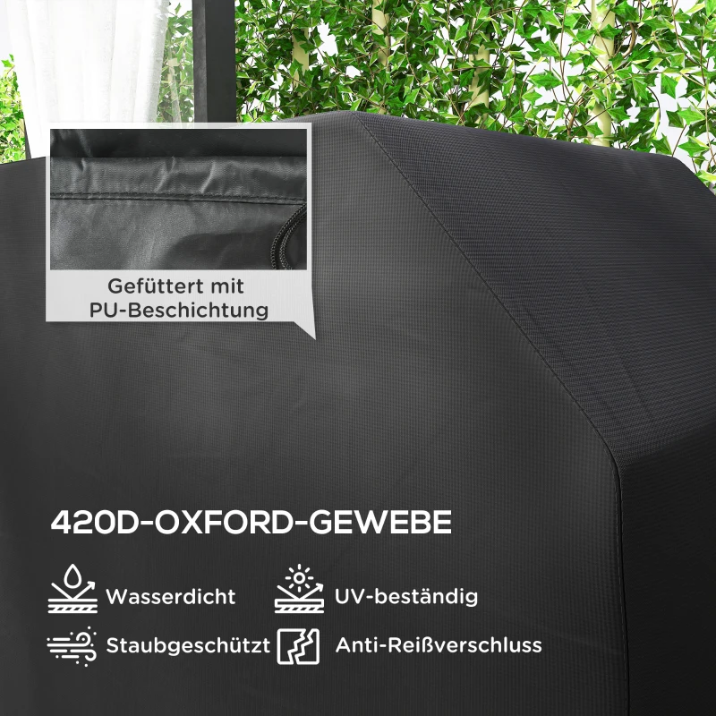 Outsunny Grillabdeckung Schutzabdeckung für Grill Grillplane, wetterbeständig, 147 x 61 x 120cm, Schwarz