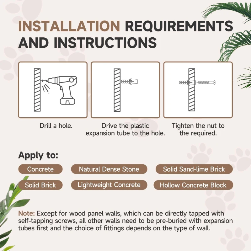 PawHut Four-Piece Cat Wall Furniture, with Hammock, Ladder, Platforms, Steps, for Indoor Use - Dark Grey