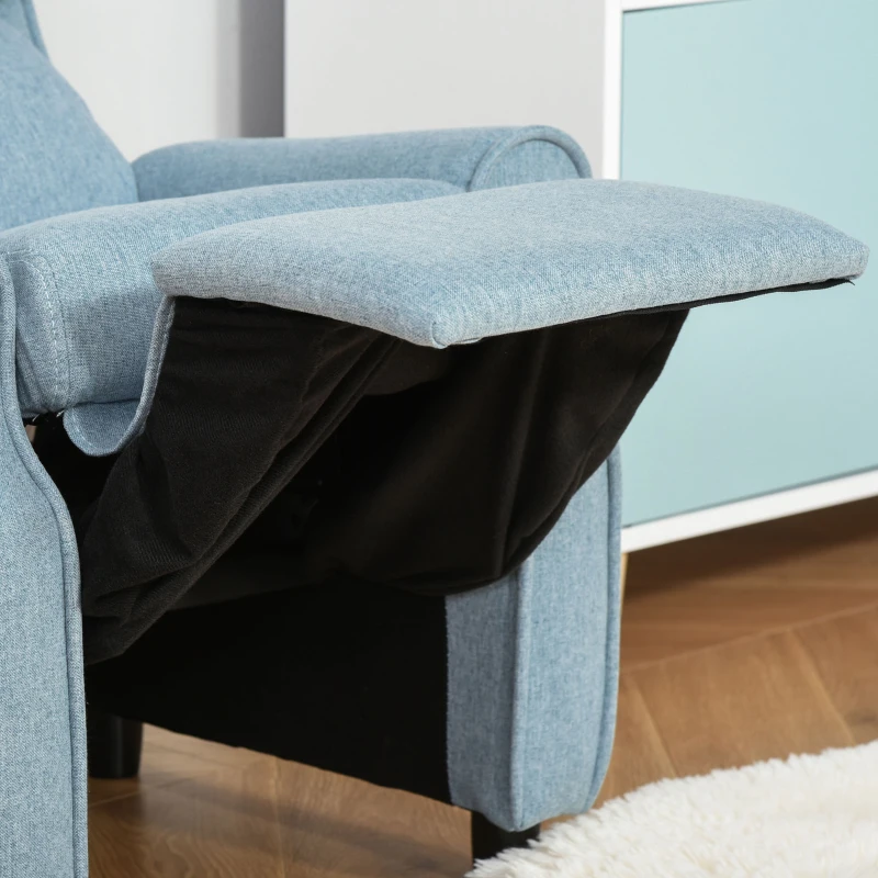 HOMCOM sofá infantil con reposapiés y reposabrazos, respaldo ajustable, sillón relax, sofá-cama infantil, silla para niños de 3-5 años, azul