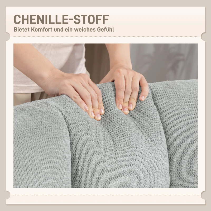 HOMCOM Sessel Drehbar Loungesessel mit Breiter Sitzfläche, wasserabweisend Chenille-Optik, gekreuzt Stahlbeine, Hellgrau