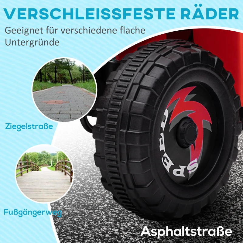 HOMCOM Elektro-Kinderquad mit Anhänger, 2,5 km/h, 50 Minuten Fahrtzeit, für 1,5 bis 3 Jahre, bis 25 kg, Rot