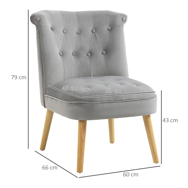 HOMCOM Silla Moderna para Salón y Comedor con Asiento Acolchado y Tejido Aterciopelado, 60x66x79 cm, Gris