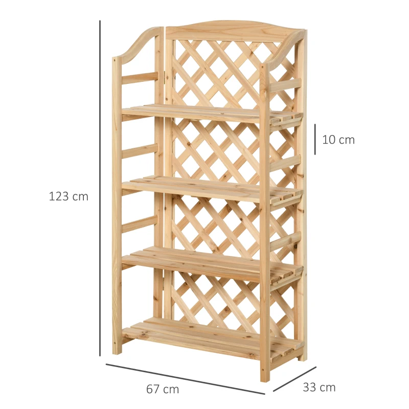 Outsunny Estantería portaplantes plegable con 4 estantes regulables en madera