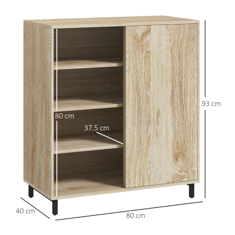 HOMCOM Mueble Zapatero de 4 Niveles en Tablero Aglomerado y Acero con Estantes Regulables, máx. 12 Pares 80x40x93 cm