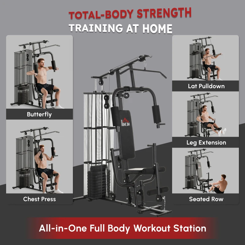 HOMCOM Multifunction Home Gym System Weight Training Exercise Workout Station