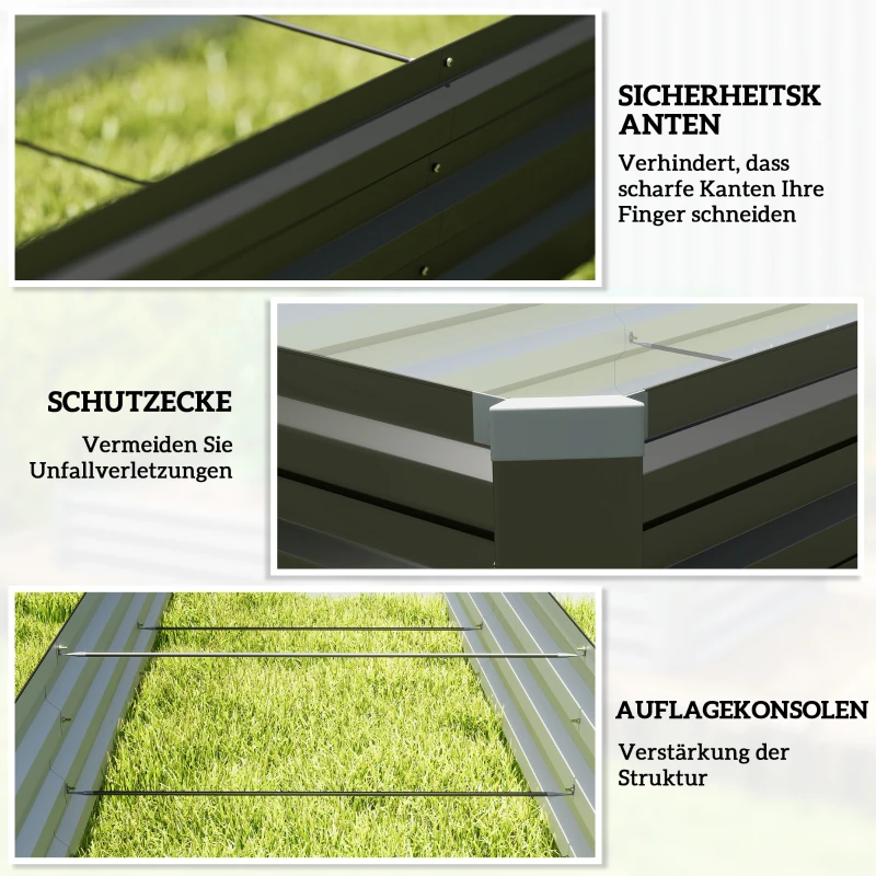 Outsunny Hochbeet, Gartenbeet, Kräuterbeet, wetterbeständig, offener Boden, 240 x 60 x 30 cm, Dunkelgrau