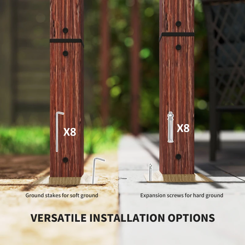 Outsunny 3 x 3 m Retractable Roof Pergola - Natural Wood Finish