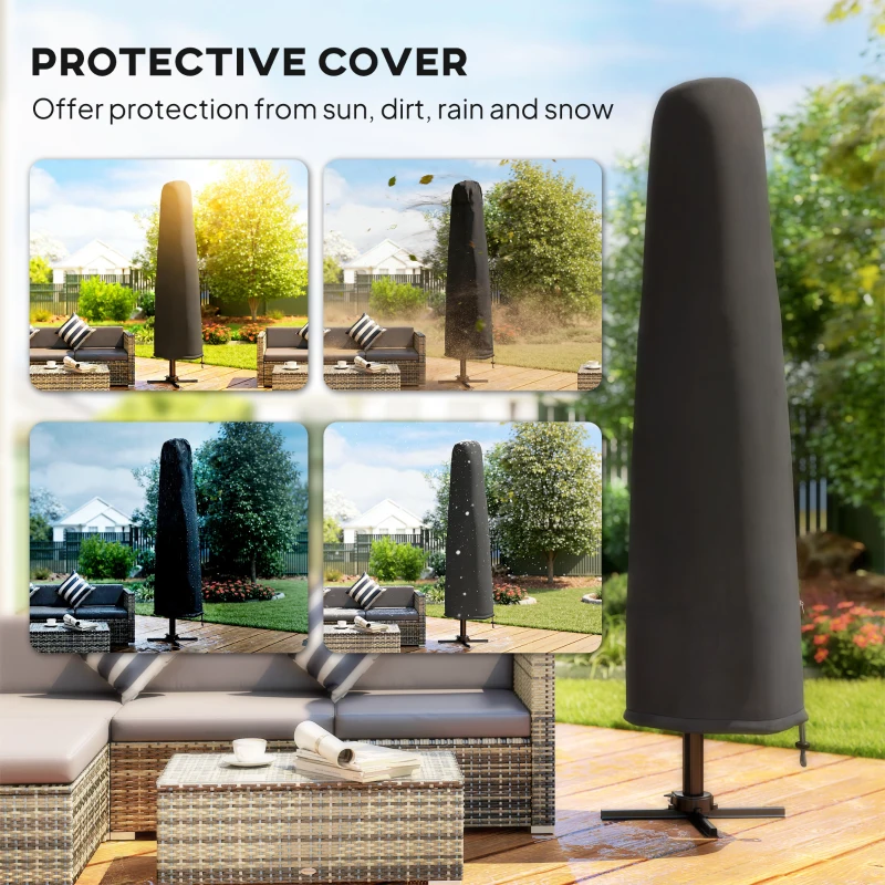 Outsunny Parasol déporté 2,9x2,9 m en aluminium avec manivelle inclinaison réglable rotation 360° base croisée et housse kaki