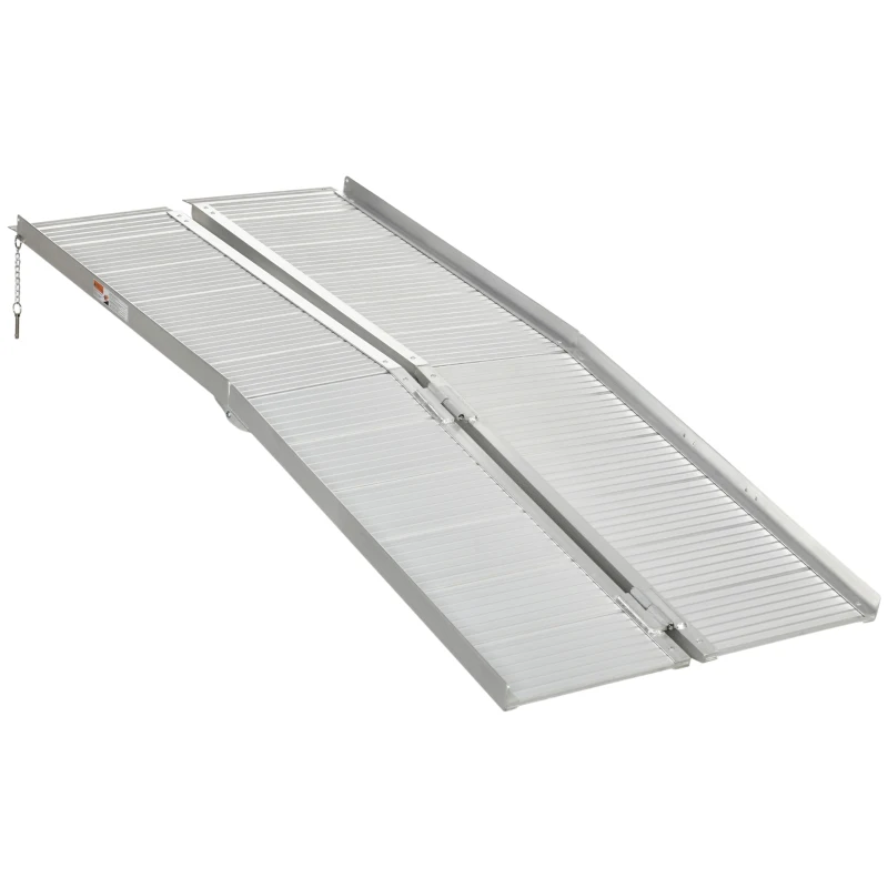 HOMCOM Rampa para Silla de Ruedas en Aleación de Aluminio Antideslizante Capacidad 272 kg, 183x72x5 cm