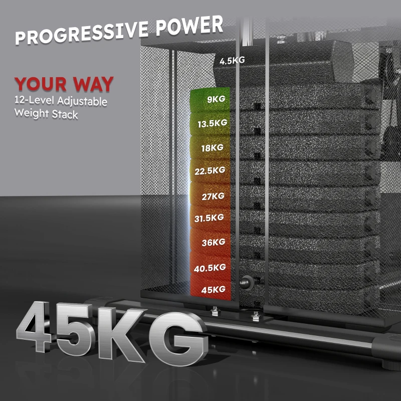 HOMCOM Multifunction Home Gym System Weight Training Exercise Workout Station