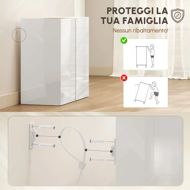 HOMCOM Credenza con ante Soft-Close, ripiano adattabile, per Soggiorno, Cucina, Sala da Pranzo, Bianco