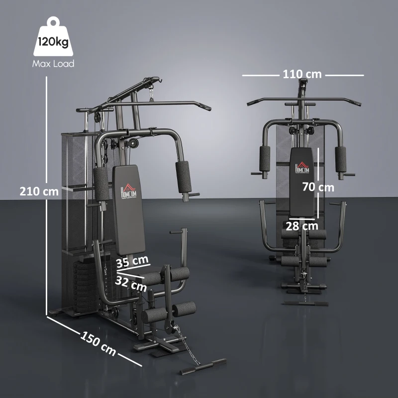 HOMCOM Multifunction Home Gym System Weight Training Exercise Workout Station