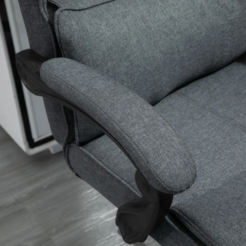 Vinsetto Silla de Oficina Ergonómica de Altura Regulable con Reposabrazos y Reposapiés, 66x70x115-123 cm, Gris