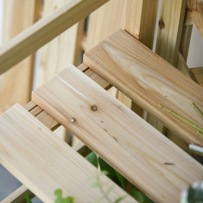Outsunny Estantería portaplantes plegable con 4 estantes regulables en madera