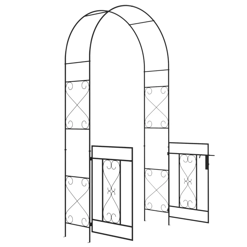 Outsunny Decorative Garden Arch, with Gate - Black