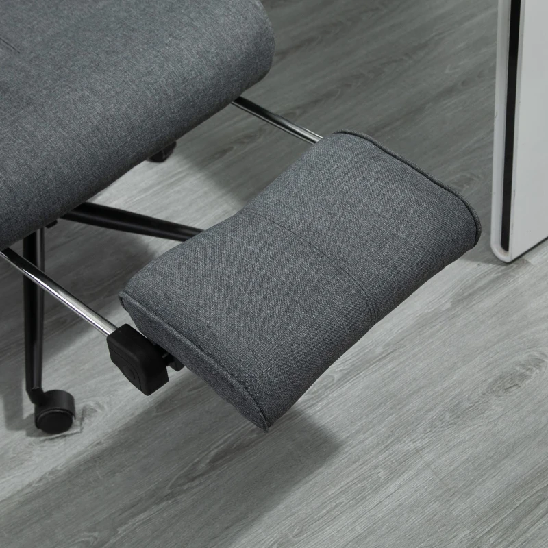 Vinsetto Silla de Oficina Ergonómica de Altura Regulable con Reposabrazos y Reposapiés, 66x70x115-123 cm, Gris