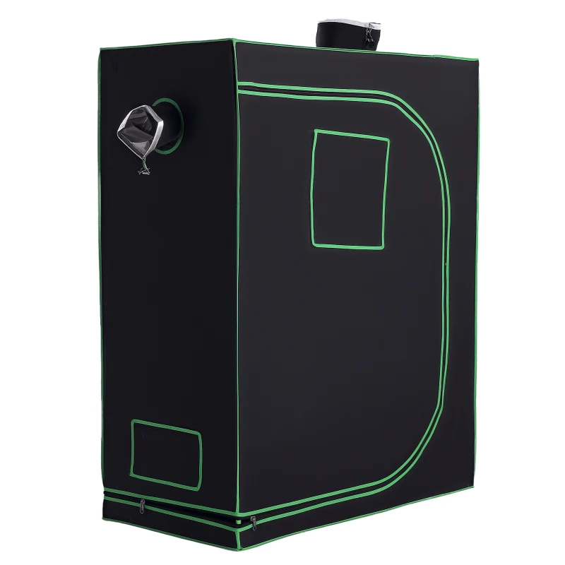 Outsunny Carpa Hidropónica en Mylar con Entradas de Aire Ajustables para Cultivo de Interior, 120x60x150 cm, Negro