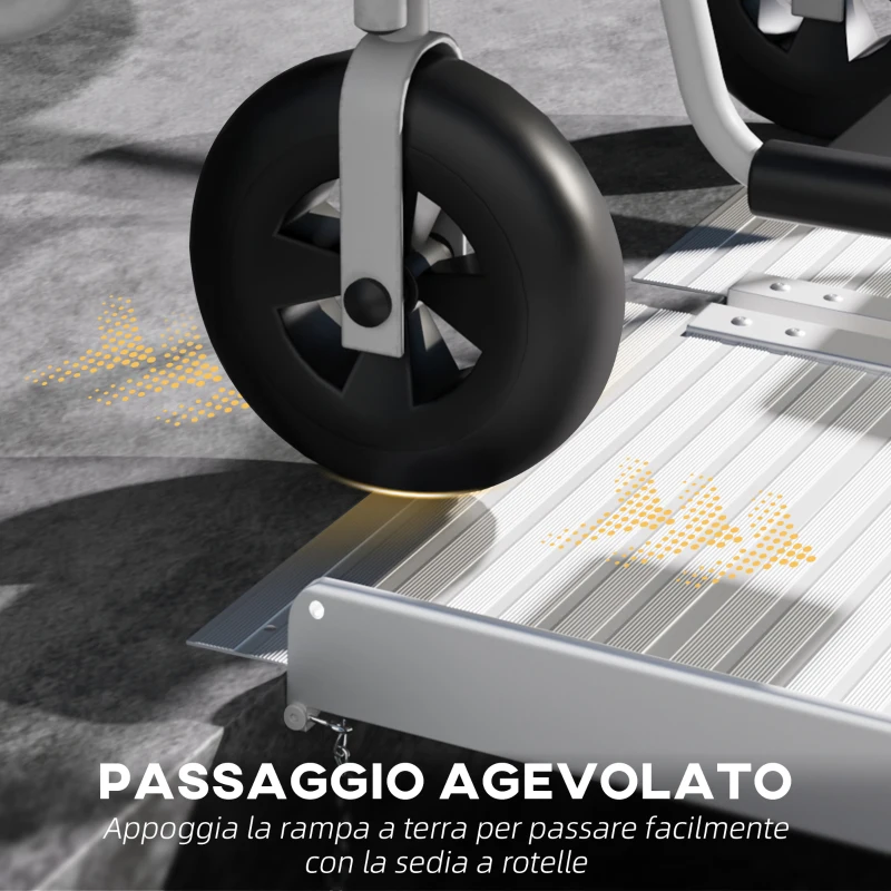 HOMCOM Rampa para Silla de Ruedas en Aleación de Aluminio Antideslizante Capacidad 272 kg, 183x72x5 cm