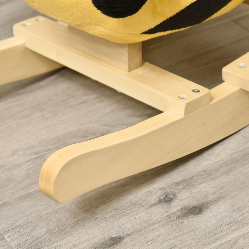 HOMCOM Animal mecedor para niños en forma de abeja en madera de álamo con música, 60x33x45 cm, amarillo y negro