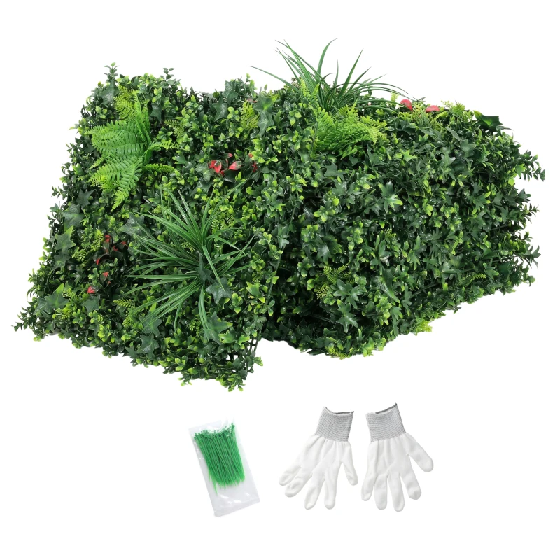 Outsunny Set 6 siepi artificiali schermanti, 50x50 cm, Verde