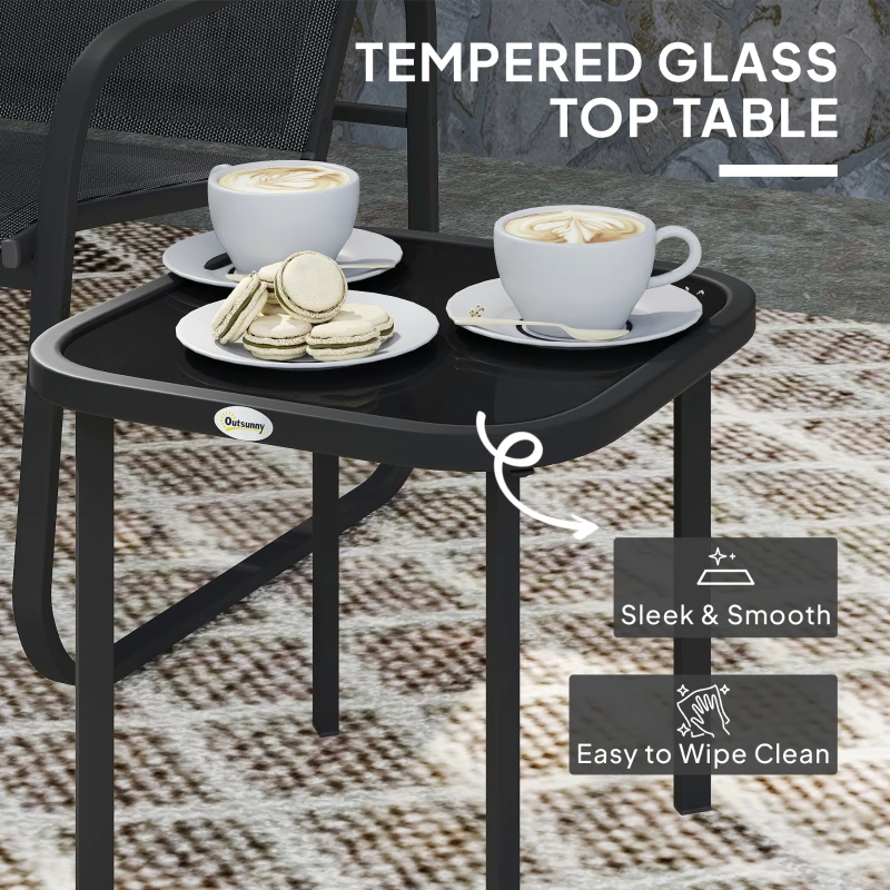 Outsunny Three-Piece Garden Seating Set - Black