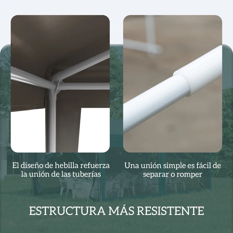 Outsunny Carpa Desmontable de Jardín 3x3 m Gazebo Cenador para Exteriores con 4 Orificios de Drenaje y Tubo de Acero Gris