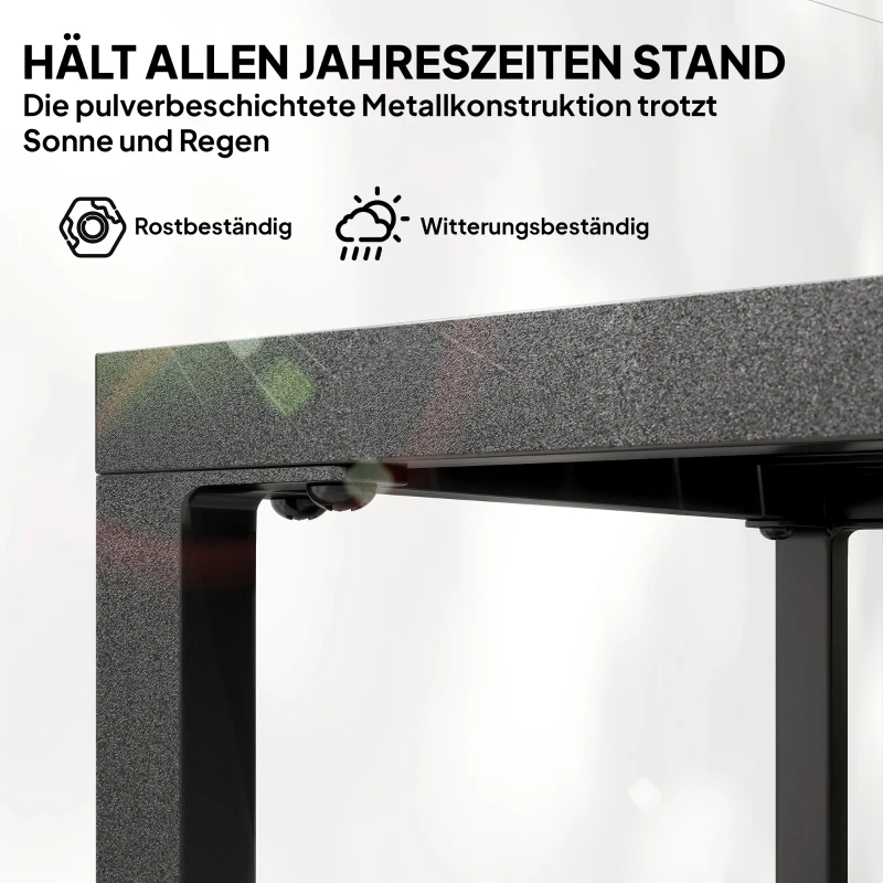 Outsunny Beistelltisch 45 x 45 cm wetterfest Gartentisch mit Lamellendesign Ablage verstellbaren Füßen 30kg Belastbar