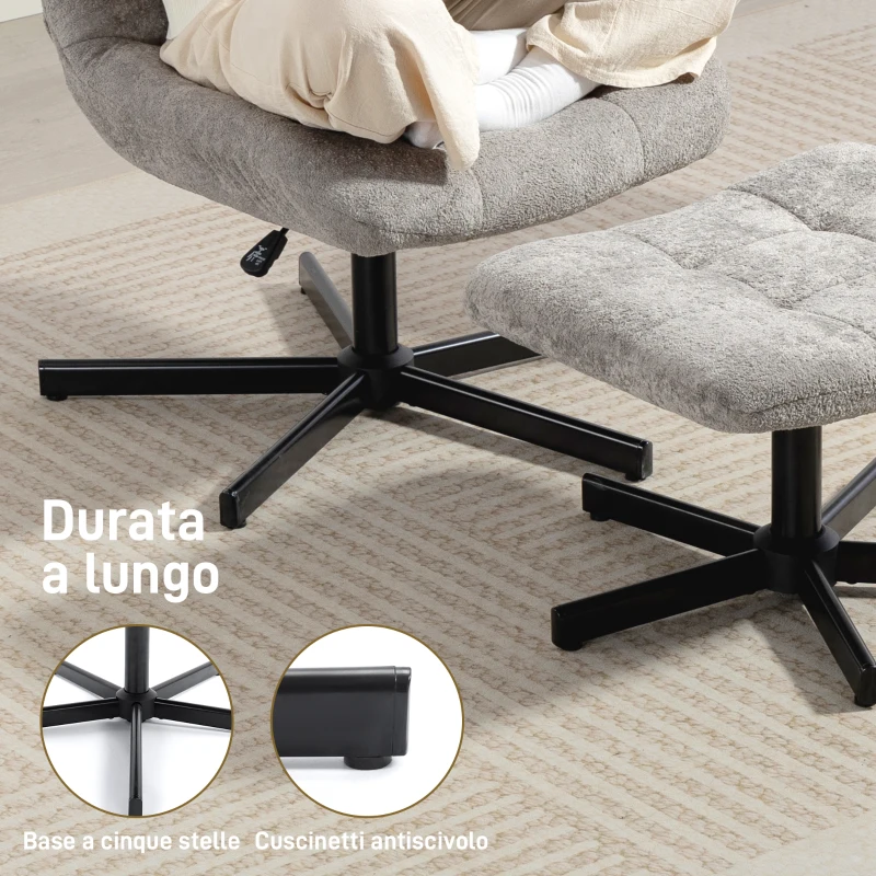 HOMCOM Sillón reclinable 4 niveles efecto terciopelo con reposapiés independiente, 66x80x93-104 cm, Gris