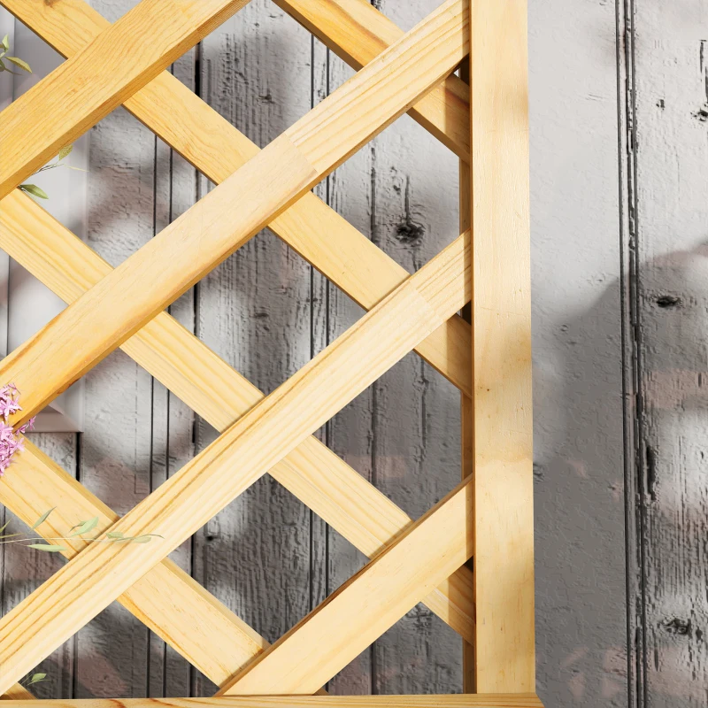 Outsunny 52L Wooden Planter, with Trellis and Shelves - Natural Finish