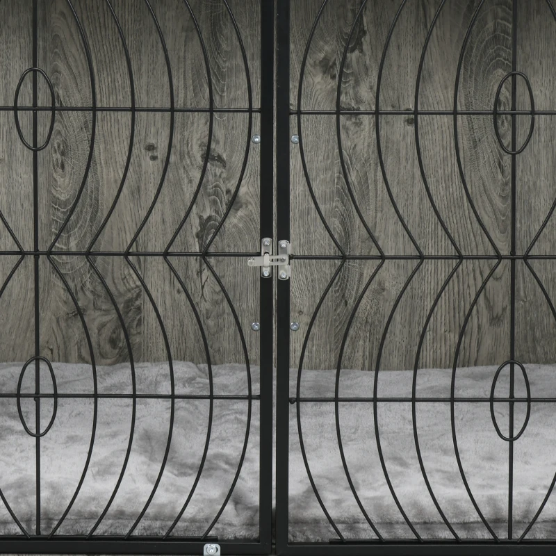 PawHut 46.46'' Dog Crate Furniture End Table w/ Plush Washable Cushion, Lockable Door, for Extra Large Dogs