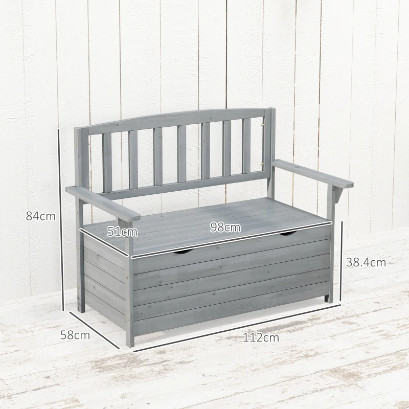 Outsunny Two-Seater Garden Storage Bench - Grey