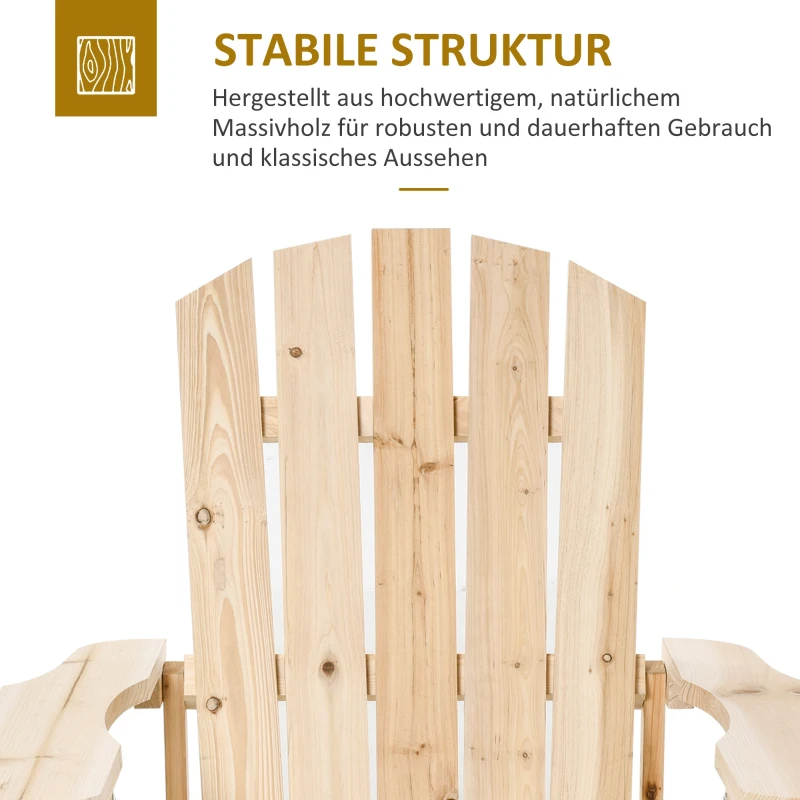 Outsunny Adirondack Stuhl wetterfest Adirondack Chair aus Holz Outdoor Gartenstuhl mit Hoher Rückenlehne Armlehnen