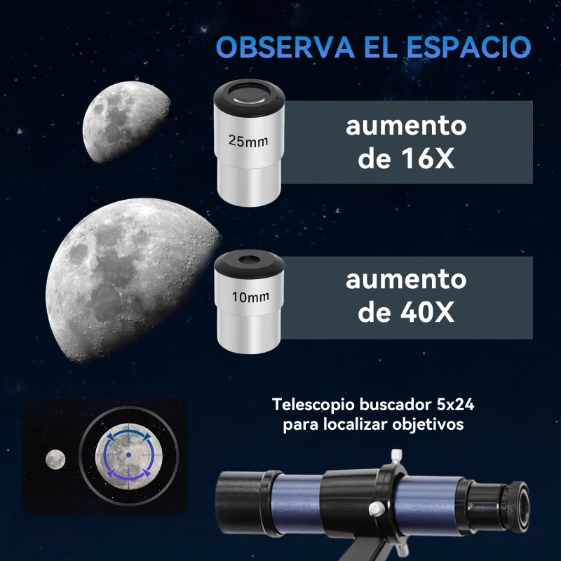 Outsunny Telescopio Reflector Astronómico para Adultos y Principiantes Apertura 114 mm con Trípode Ajustable Bolsa