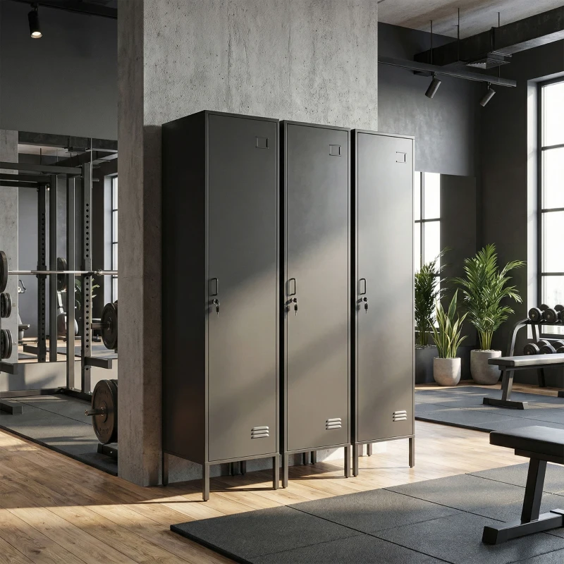 HOMCOM Metalen locker met afsluitbare deur en kledingstang, losse stalen locker voor thuis of kantoor, zwart