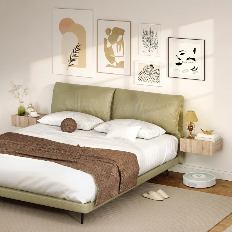 HOMCOM Set de 2 Mesillas de Noche de Pared Mesitas de Noche Flotantes con 1 Cajón para Dormitorio 40x30x15 cm Roble