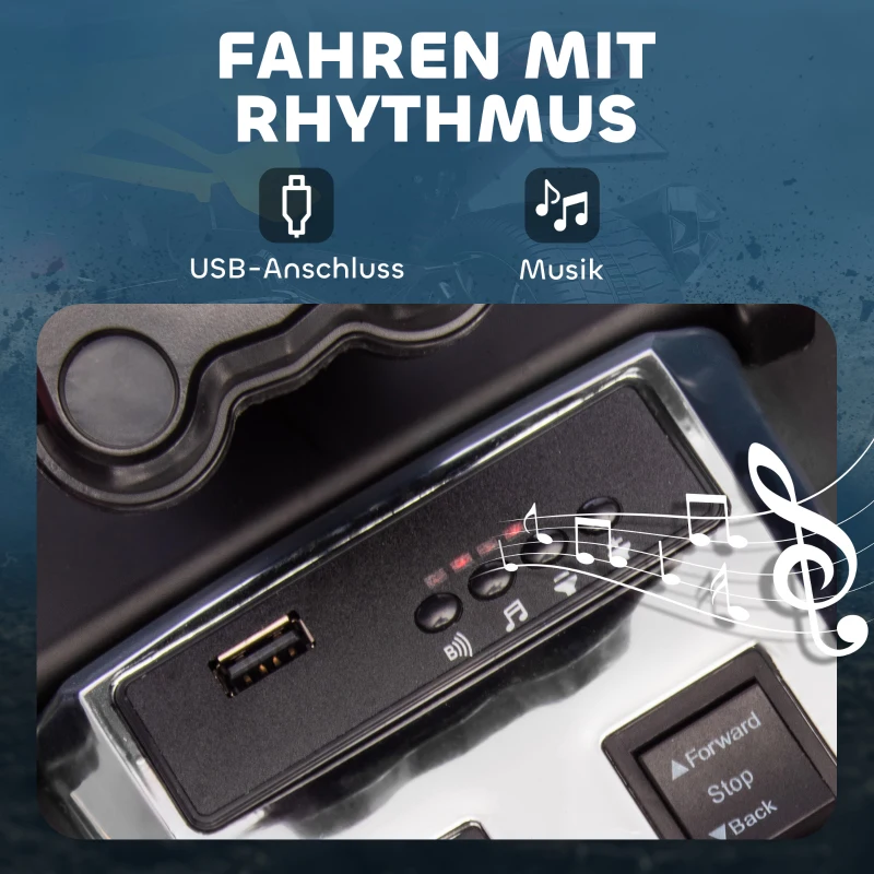 AIYAPLAY Elektrisches Kinderfahrzeug, Reverse-Dreirad-Design, Batteriebetrieb, MP3-Player, Hupe, 2 Geschwindigkeiten, LED-Lichter, 3-8 Jahre, Gelb