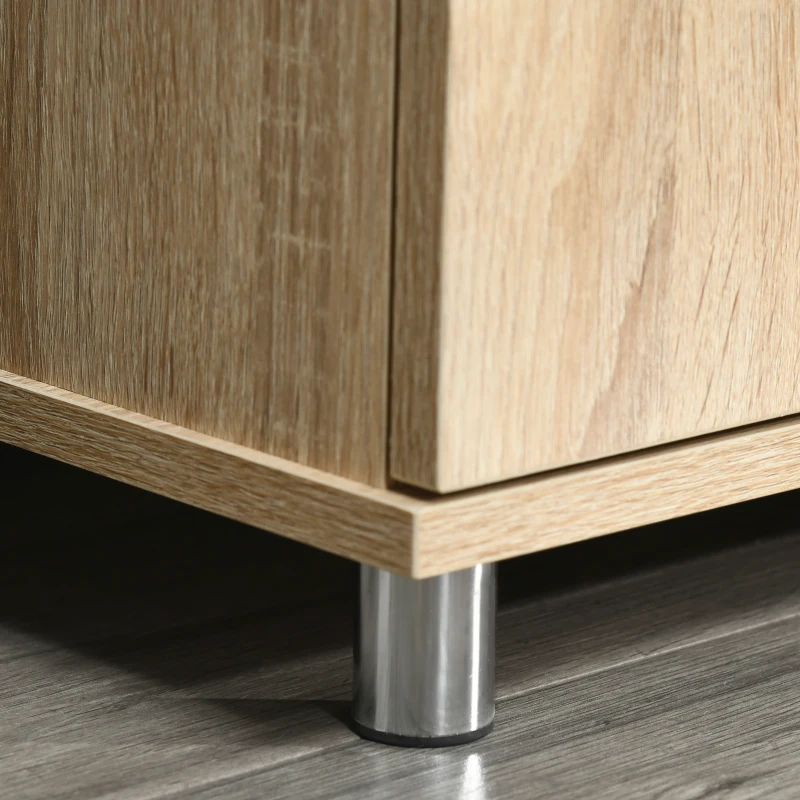 HOMCOM Mueble TV moderno con 2 estantes, orificios pasacables y 2 armarios en MDF 105x40x55cm - Roble