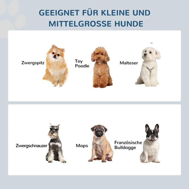 PawHut Hunde-Futterstation, rutschfest, 44 x 24 x 15cm, Weiß, 0,9L pro Napf