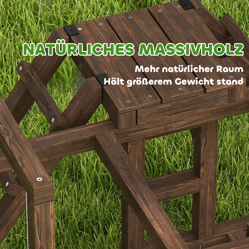 PawHut Hühnergestell, Sitzstangen, Rampen, Schaukeln, für 2-3 Hühner, Holz, Braun(m-5)