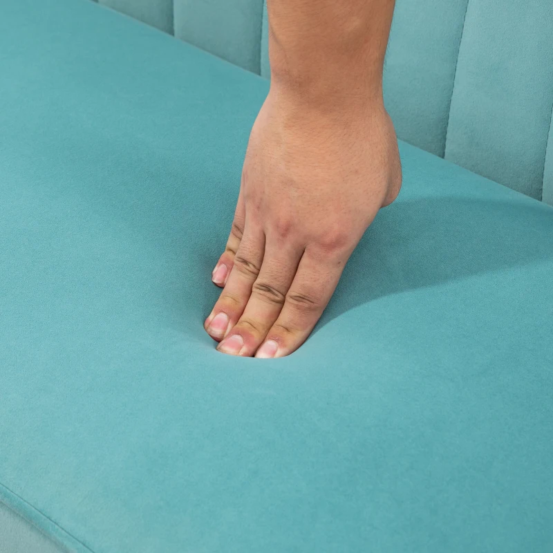 HOMCOM Sofá diseño retro 2 plazas, patas de madera, 117 cm x 56,5 cm x 77 cm, Verde