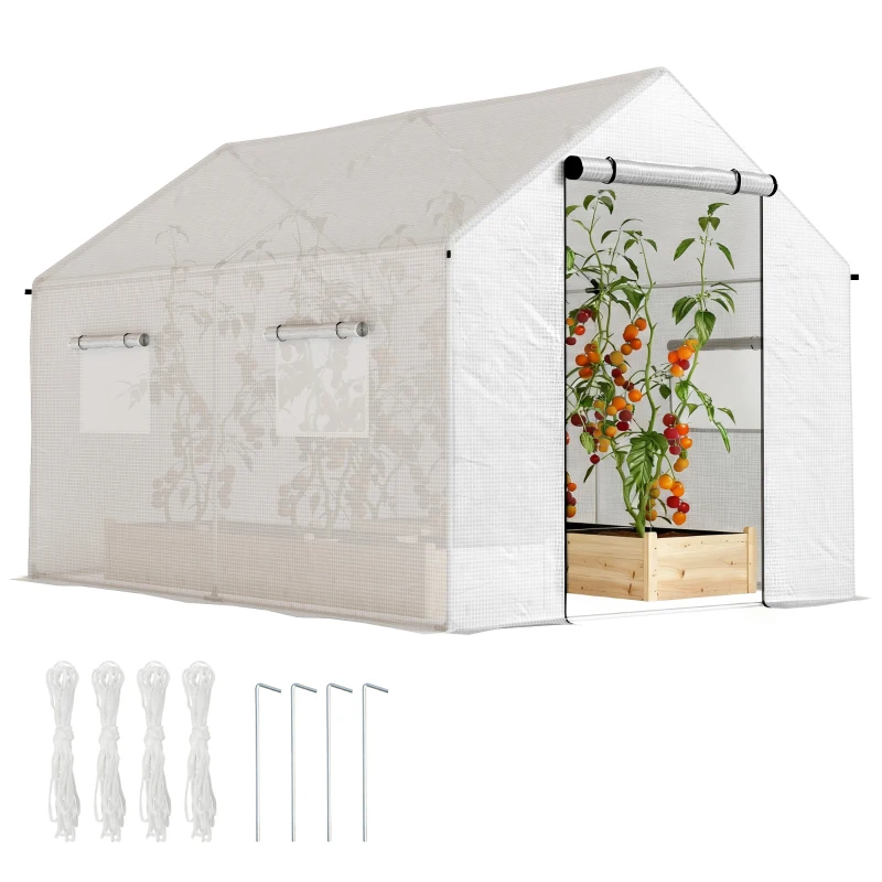 Outsunny Polyethylene Walk-in Polytunnel Greenhouse, 2 x 3(m), White