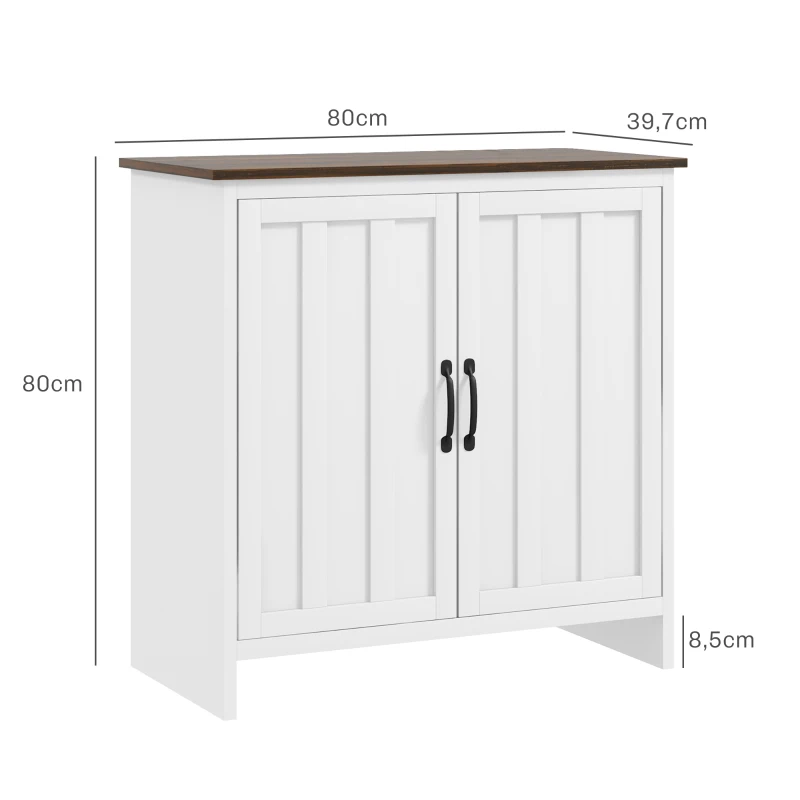 HOMCOM Aparador de Cocina Moderno de 2 Puertas con Estante Regulable de Madera, 80x39.7x80cm, Blanco
