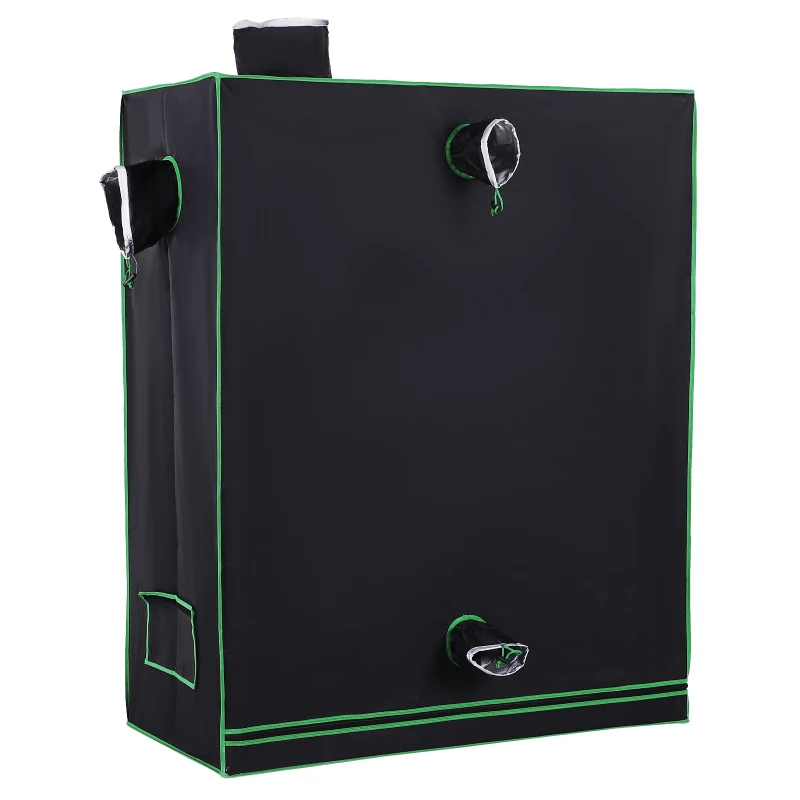 Outsunny Carpa Hidropónica en Mylar con Entradas de Aire Ajustables para Cultivo de Interior, 120x60x150 cm, Negro