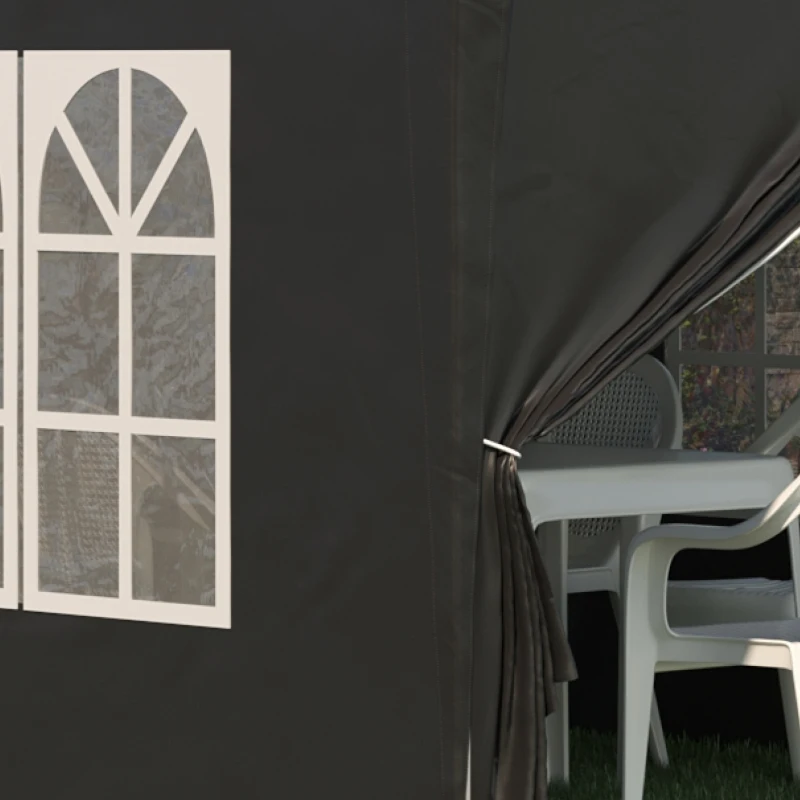 Outsunny 3 x 6 m Pop Up Gazebo with Sides and Windows, Height Adjustable Wedding Camping Party Tent Canopy Marquee with Storage Bag for Garden, Event, Black