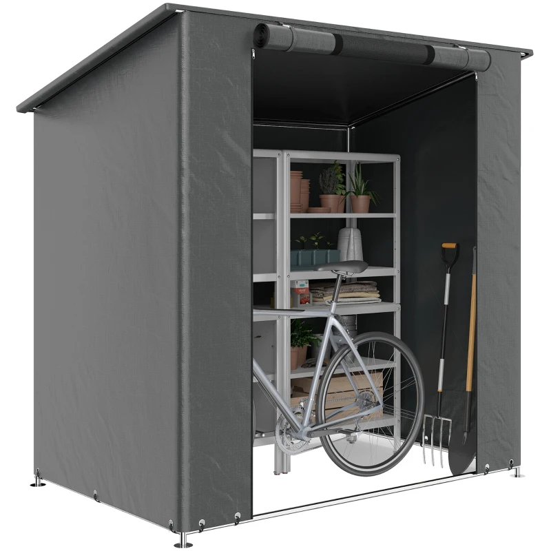 Outsunny Carpa garaje 1,9x1,2 m impermeable carpa garaje con puerta enrollable con cremallera ventana de ventilación Gris oscuro