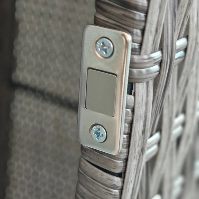 Outsunny Armario de Jardín en Rattan PE con 2 Compartimentos, 60x63x120cm, Gris