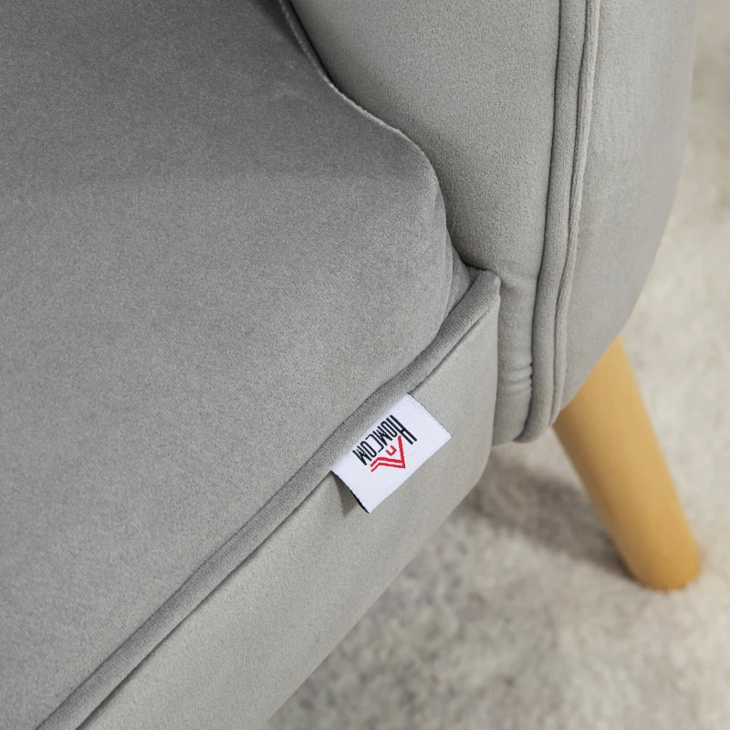 HOMCOM Silla Moderna para Salón y Comedor con Asiento Acolchado y Tejido Aterciopelado, 60x66x79 cm, Gris